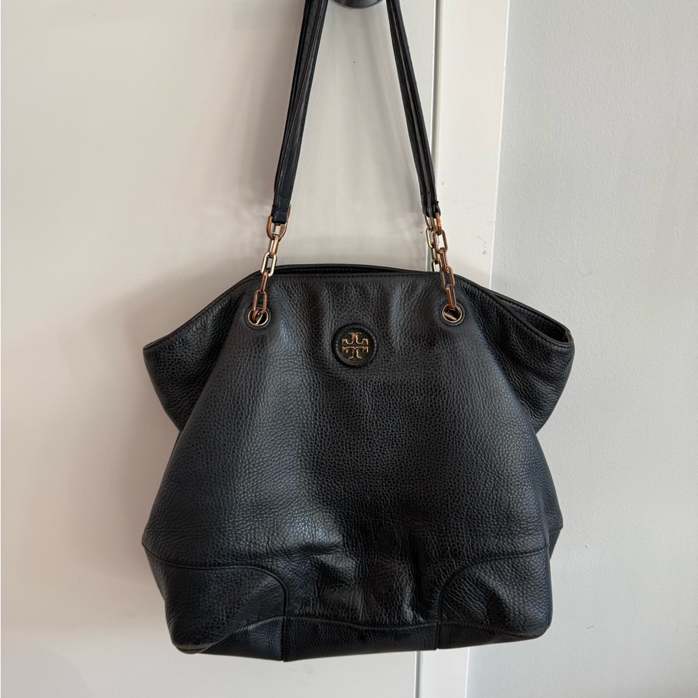 Tory Burch Black Leather Tote Bag